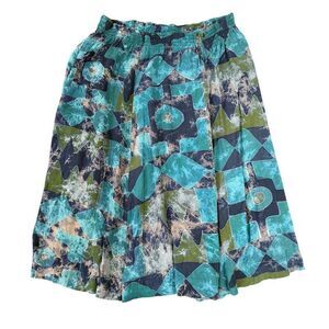 Synchronicity vtg skirt geometric batik print elastic waistband boho size L